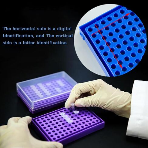 96 Well PCR Tube Rack with Lid ，for PCR Plates and 0.2 ml PCR Tubes, 8 x 12 Array (96 Holes-6Pcs) in Kuwait