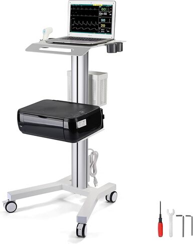 AW Medical Mobile Laptop Cart Rolling PC Stand Ultrasound Imaging Cart Computer Workstation on Wheels with Handle 220 Lbs Capacity CPU Printer Power Strip Holder for Dentistry Clinic Lap Hospital in Saudi Arabia