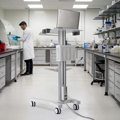 AW Medical Mobile Laptop Cart Rolling PC Stand Ultrasound Imaging Cart Computer Workstation on Wheels with Handle 220 Lbs Capacity CPU Printer Power Strip Holder for Dentistry Clinic Lap Hospital in Saudi Arabia