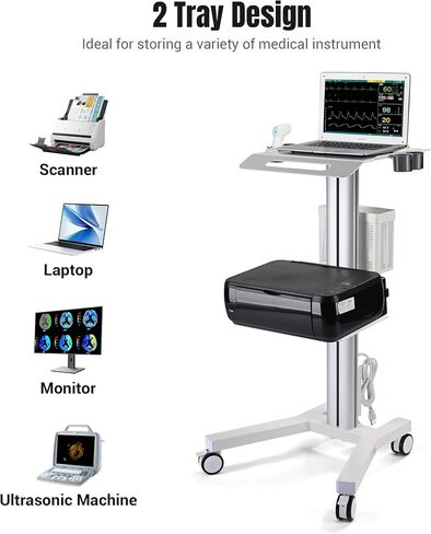 AW Medical Mobile Laptop Cart Rolling PC Stand Ultrasound Imaging Cart Computer Workstation on Wheels with Handle 220 Lbs Capacity CPU Printer Power Strip Holder for Dentistry Clinic Lap Hospital in Saudi Arabia