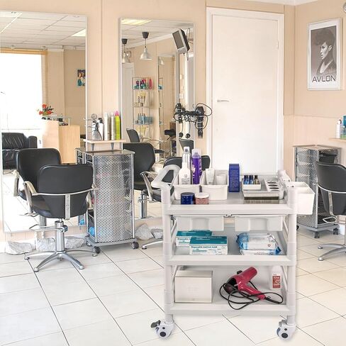 Medical Mobile Trolley Cart 3 Tier 500 Lbs Spacious Beauty Salon Rolling Trolley with Dirt Buckets Drawers 360°Rotate Wheels Heavy Duty Medical Utility Cart for Hospital Dental Clinic in Saudi Arabia