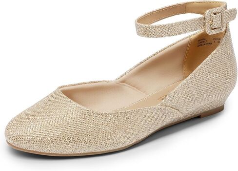DREAM PAIRS Women's Dress Flats Ballet Low Wedge | Round Toe Flats, Ankle Strap, Comfortable Casual Flat Shoes in Saudi Arabia