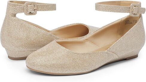 DREAM PAIRS Women's Dress Flats Ballet Low Wedge | Round Toe Flats, Ankle Strap, Comfortable Casual Flat Shoes in Saudi Arabia
