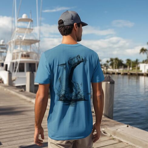 Palmyth Mens Fishing Shirts UPF 50+ Sun Protection Short Sleeve UV T-Shirts Breathable Quick-Dry in Kuwait