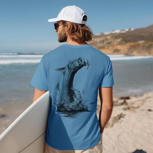 Palmyth Mens Fishing Shirts UPF 50+ Sun Protection Short Sleeve UV T-Shirts Breathable Quick-Dry in Kuwait