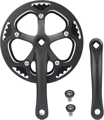 WEEROCK E-Bike/Bicycle Crankset MTB Road Bikes Crank Set 46T/48T Charing Alumininum Alloy Single Side Chain Cover and 170mm Arm, Compatible with Single Speed Bicycle and 6/7/8/9 Speeds Bicycles, Black in Kuwait