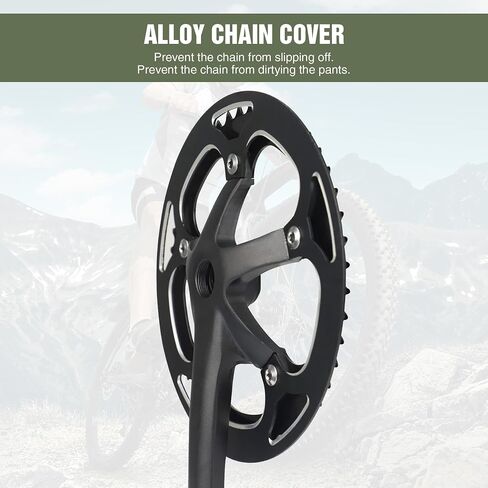 WEEROCK E-Bike/Bicycle Crankset MTB Road Bikes Crank Set 46T/48T Charing Alumininum Alloy Single Side Chain Cover and 170mm Arm, Compatible with Single Speed Bicycle and 6/7/8/9 Speeds Bicycles, Black in Kuwait