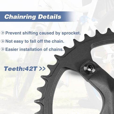 WEEROCK Mountain Bike Crankset Aluminium Alloy 1 Piece/Single 42T Charing Crank Set with 170mm Arm 104 BCD, Compatible with Single Speed Bicycle and 6/7/8/9/10/11 Speeds MTB Bike in Saudi Arabia