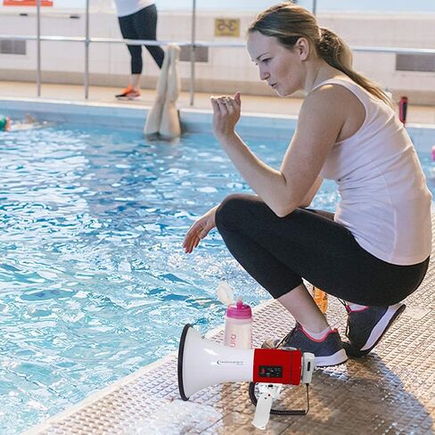 Pro Technical Pro Portable 75-Watt Megaphone Bullhorn Speaker W/Microphone قابل للفصل مع بطارية قابلة لإعادة الشحن ، وشاحن جدار AC مدمج ، جيد للمدربين ، كرة القدم ، المدربين ، قادة البهجة in Kuwait