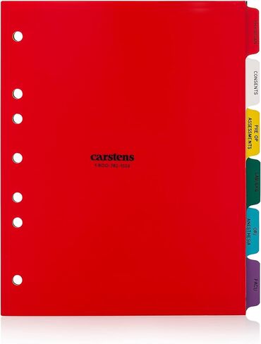 Heavy Duty Plastic Same Day Surgery Divider Set, 6-Tabs, 1621-SS-06, for Side-Opening 3-Ring and 5-Ring Binders, Multicolored, Case of 25 Sets in Saudi Arabia