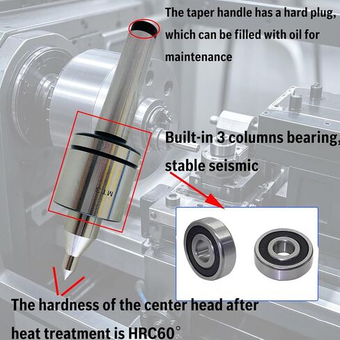 MT3 Live Center Medium Duty Long Nose 60° Triple Bearing Accuracy 0.000197" Morse Taper 3MT Lathe CNC Tool for Lathe Tailstock Machine (MT3) in Saudi Arabia