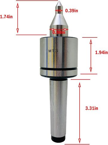 MT3 Live Center Medium Duty Long Nose 60° Triple Bearing Accuracy 0.000197" Morse Taper 3MT Lathe CNC Tool for Lathe Tailstock Machine (MT3) in Saudi Arabia