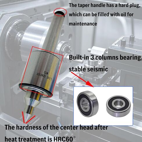 MT3 Live Center Medium Duty Long Nose 60° Triple Bearing Accuracy 0.000197" Morse Taper 3MT Lathe CNC Tool for Lathe Tailstock Machine (MT3) in Saudi Arabia