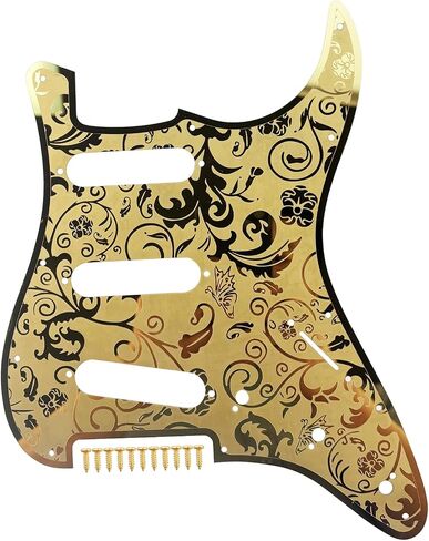 Stainless Steel Guitar Pick guard 11 holes SSS Single Coil Mounting Screws Metal Electric Guitar Pickguard Compatible with Stratocaster Strat ST Style Guitar Replacement Parts(Gold) in Kuwait