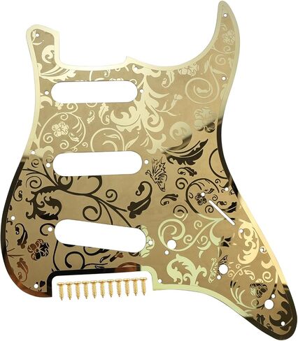 Stainless Steel Guitar Pick guard 11 holes SSS Single Coil Mounting Screws Metal Electric Guitar Pickguard Compatible with Stratocaster Strat ST Style Guitar Replacement Parts(Gold) in Kuwait