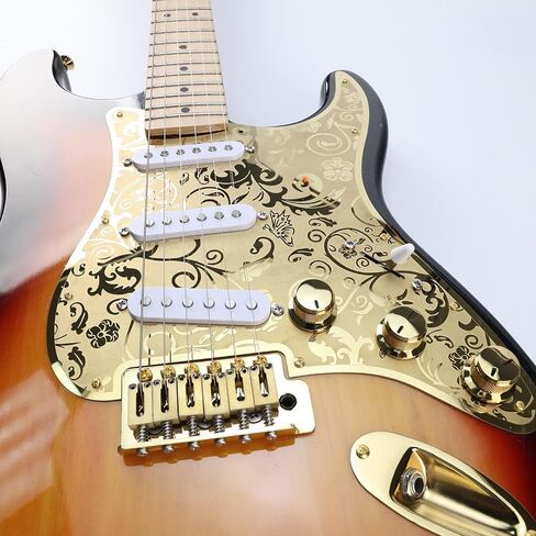 Stainless Steel Guitar Pick guard 11 holes SSS Single Coil Mounting Screws Metal Electric Guitar Pickguard Compatible with Stratocaster Strat ST Style Guitar Replacement Parts(Gold) in Kuwait