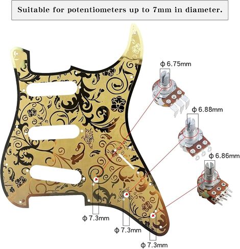 Stainless Steel Guitar Pick guard 11 holes SSS Single Coil Mounting Screws Metal Electric Guitar Pickguard Compatible with Stratocaster Strat ST Style Guitar Replacement Parts(Gold) in Kuwait