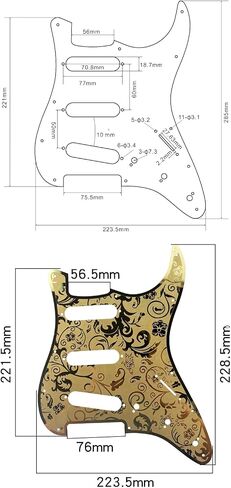 Stainless Steel Guitar Pick guard 11 holes SSS Single Coil Mounting Screws Metal Electric Guitar Pickguard Compatible with Stratocaster Strat ST Style Guitar Replacement Parts(Gold) in Kuwait