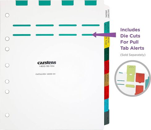 Carstens Heavy Duty Plastic at-Home Healthcare Divider Set, 8-Tab, with Pull Tab Die Cuts, 8201-00, for Side-Opening 3-Ring and 5-Ring Binders in Kuwait