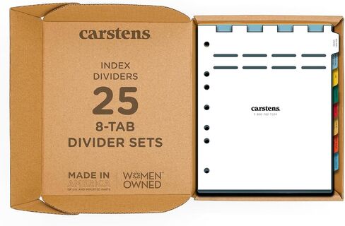 Carstens Heavy Duty Plastic at-Home Healthcare Divider Set, 8-Tab, with Pull Tab Die Cuts, 8201-00, for Side-Opening 3-Ring and 5-Ring Binders in Kuwait