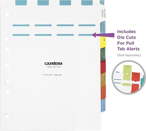 Carstens Heavy Duty Plastic at-Home Healthcare Divider Set, 8-Tab, with Pull Tab Die Cuts, 8201-00, for Side-Opening 3-Ring and 5-Ring Binders in Kuwait