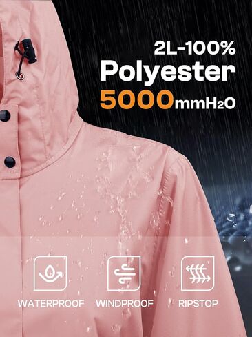 SaphiRose Women's Long Rain Jacket Waterproof Lightweight Hooded Raincoat Packable Knee Length Rain coat in Kuwait