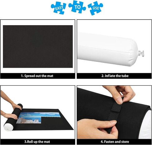 Lavievert Jigsaw Puzzle Roll Mat Puzzle Storage Saver Black Felt Mat, Long Box Package, No Folded Creases, Jigroll Up to 1,500 Pieces - Comes with A Drawstring Opening Design Bag in Saudi Arabia