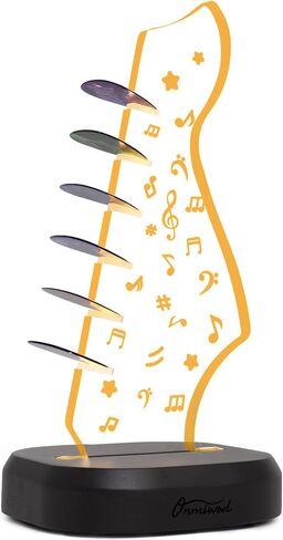 Light Up Guitar Pick Holder with 6 Guitar Picks, Real Hardwood & Acrylic Guitar Headstock Shaped Pick Holder Case for Picks Storage & Display, Guitar Music Accessories Gifts for Men Lover Player in Kuwait
