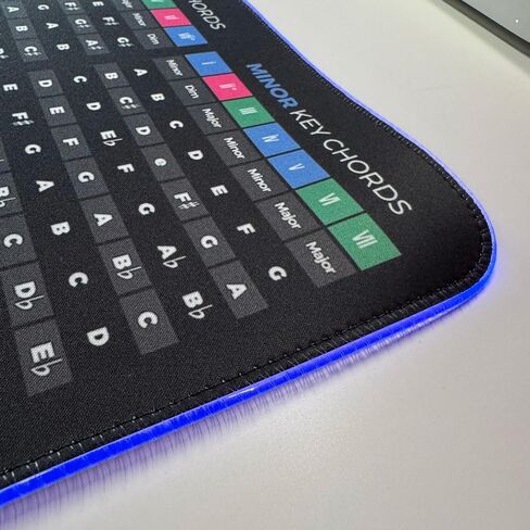 نظرية القيثارة ورقة الغش ورقة Mousepad - الحبال ، المقاييس ، ملاحظات الفريتس ودائرة خامسة - 13.8 "x9.8" و 31.5 "x11.8" - إصدار LED متاح in Kuwait