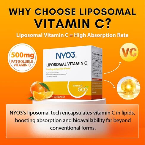فيتامين C 500mg حزم 30 ملغ ، و Liposovit-C عالي امتصاص حمض الأسكوربيك الدهون القابل للذوبان في VIT C- يدعم الجهاز المناعي وداعم الكولاجين- صحة الجلد المضادة للأكسدة القوية in Kuwait