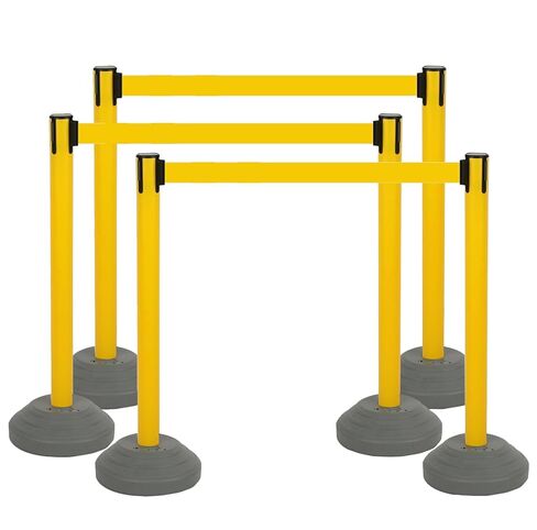 6PACK BESEA Crowd Control Stanchions with 10 FEET Retractable Belts, Water Filled Base Weighted Barriers Black Post in Kuwait