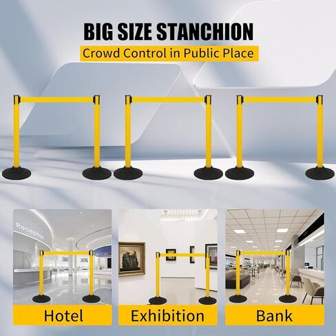 6PACK BESEA Crowd Control Stanchions with 10 FEET Retractable Belts, Water Filled Base Weighted Barriers Black Post in Kuwait