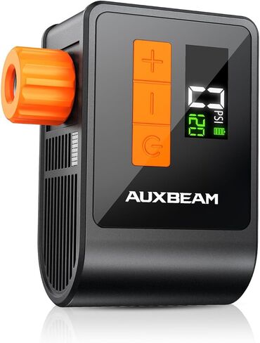 Auxbeam Tiny Bike Pump with Gauge, 120PSI Electric Bicycle Pump with Presta and Schrader Valve, Portable Air Pump for Road Bike, City, Mountain and E-Bike in Saudi Arabia