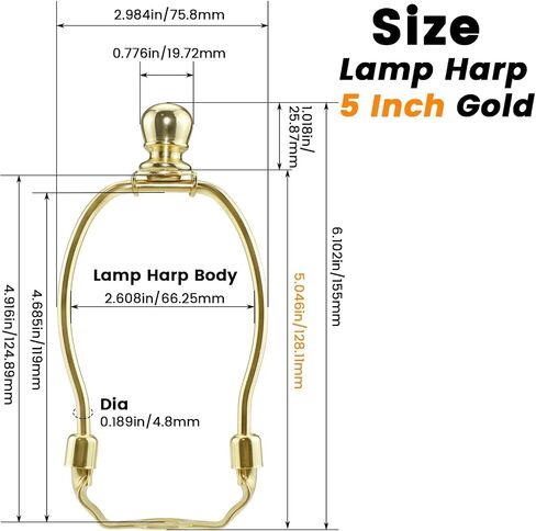 مصباح الظل Harp حامل مجرب مع مقبض الكرة النهائي وقاعدة السرج ، ارتفاع 5 بوصة عرض 2.98 بوصة [2Set Gold] in Saudi Arabia