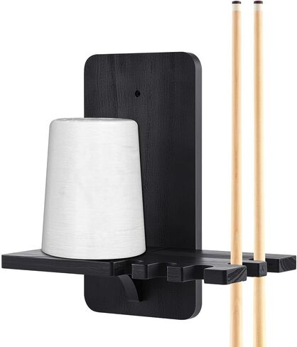 Geelin Wall Mounted Wood Cone Chalk Holder, Solid Wood Pool Hand Billiards Table Cone Chalk Holder with 5 Grooves, Pool Table Accessories, Black in Saudi Arabia