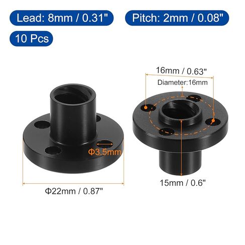 uxcell 8 Pcs Tr8x8 Lead Screw POM Plastic Nut, Trapezoidal Nut Linear Screw Acme Thread Screw Replacing Brass Nut (2mm Pitch, 4 Start, 8mm Lead) for 3D Printer Accessories in Kuwait