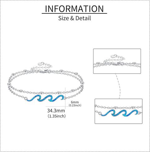 YFN Wave Bracelet 925 Sterling Silver Opal Ocean Wave Layered Bracelets Ocean Beach Bracelet for Women Jewelry Gifts (wave layered bracelet) in Saudi Arabia