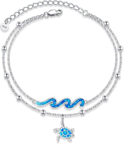 YFN Wave Bracelet 925 Sterling Silver Opal Ocean Wave Layered Bracelets Ocean Beach Bracelet for Women Jewelry Gifts (wave layered bracelet) in Saudi Arabia