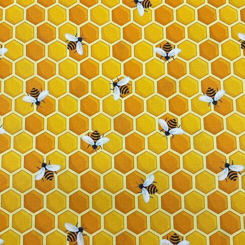 1 Yard (Pre-Cut) 43" x 36" (109cm x 91cm) Floral Cotton Quilting Sewing Fabric, DIY Sewing Patchwork Supplies for Face mask Clothing Handmade Craft&Home Decoration (Cute bee) in Saudi Arabia