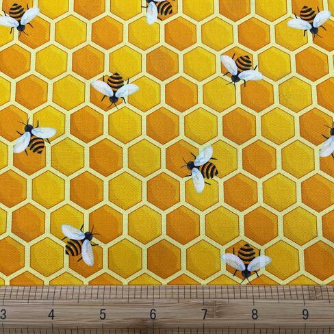 1 Yard (Pre-Cut) 43" x 36" (109cm x 91cm) Floral Cotton Quilting Sewing Fabric, DIY Sewing Patchwork Supplies for Face mask Clothing Handmade Craft&Home Decoration (Cute bee) in Saudi Arabia