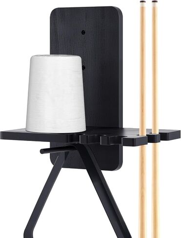 Geelin Wall Mounted Wood Cone Chalk Holder, Solid Wood Pool Hand Billiards Table Cone Chalk Holder with 5 Grooves, Pool Table Accessories, Black in Saudi Arabia