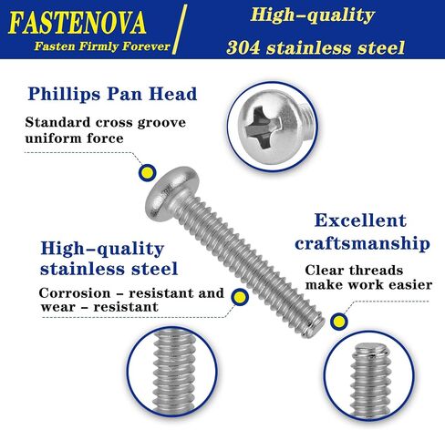 123pcs Machine Screws Assortment Kit, 304 Stainless Steel, #8-32 Phillips Pan Head,1/2 to 2 inch Long, Cupboard, Closet Handle Installation in Saudi Arabia