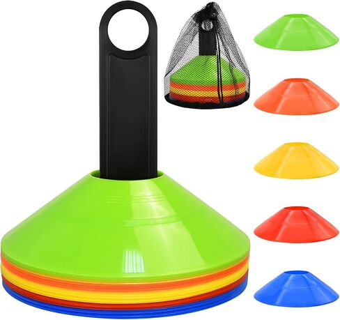 RUBY.Q 50/100/200pcs Disc Cones, Soccer Cones, Basketball Cones with Carry Bag and Holder, Football, Soccer, Basketball Training Equipment, 5 Color in Kuwait
