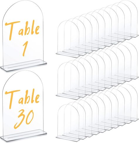 Juexica 30 Packs 5x7 Inch Clear Acrylic Arch Sign - Blank DIY Table Numbers with Stand for Weddings, Office Parties & Menus in Kuwait