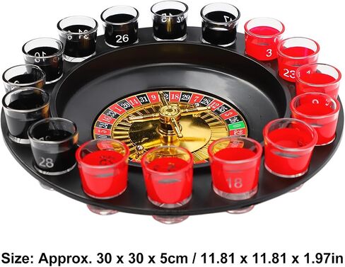 Drinking Glass Turntable Game Set, 16 Hole Russian Roulette Wheel Wine Glass Game Roulette Game Wine Glass Turntable with 16 Glasses 2 Metal Balls in Saudi Arabia