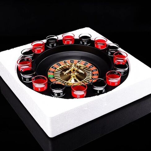 Drinking Glass Turntable Game Set, 16 Hole Russian Roulette Wheel Wine Glass Game Roulette Game Wine Glass Turntable with 16 Glasses 2 Metal Balls in Saudi Arabia