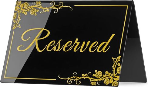 10 Pack Gold Acrylic Reserved Table Signs 6" x 4" Double Sided Reservation Seating Tent Cards for Wedding, Reception, Restaurant, Ceremony, Events in Kuwait