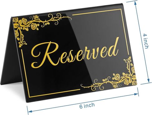 10 Pack Gold Acrylic Reserved Table Signs 6" x 4" Double Sided Reservation Seating Tent Cards for Wedding, Reception, Restaurant, Ceremony, Events in Kuwait