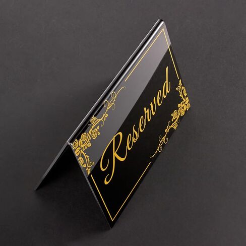 10 Pack Gold Acrylic Reserved Table Signs 6" x 4" Double Sided Reservation Seating Tent Cards for Wedding, Reception, Restaurant, Ceremony, Events in Kuwait