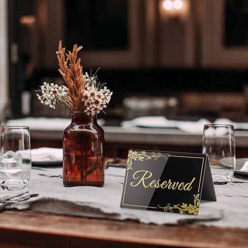 10 Pack Gold Acrylic Reserved Table Signs 6" x 4" Double Sided Reservation Seating Tent Cards for Wedding, Reception, Restaurant, Ceremony, Events in Kuwait